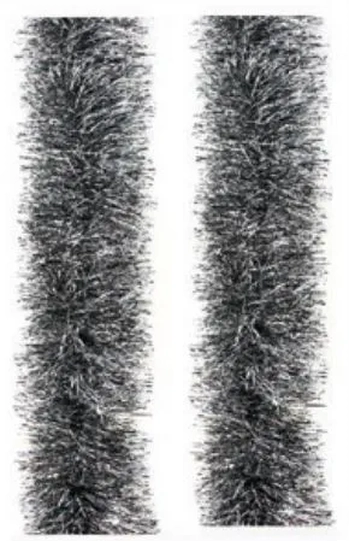 851874 FESTAO VERDE /PRATA COM PONTA BRANCA 10CM 2M