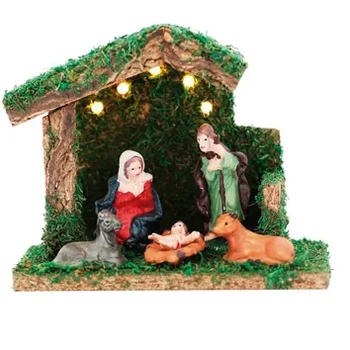 19018 PRESEPIO PORCELANA 5LED 5FIG/6CM CS 15CM