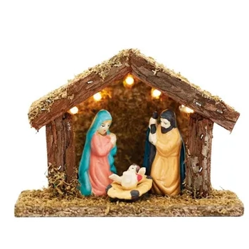 19019 PRESEPIO PORCELANA 5LED 3FIG/8CM CS 17CM