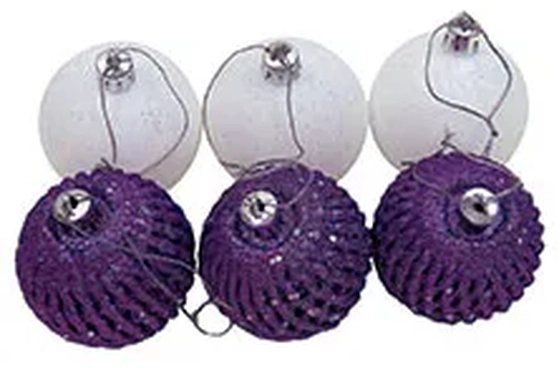 852163 BOLA DE NATAL DECORADA LILAS 6CM C/06