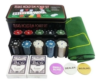 ELJ0203 JOGO DE POKER C/200 FICHAS 24X12X11CM NA LATA