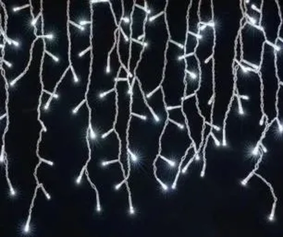 3025 CASCATA C/200 LEDS FIXO BRANCA 5MTS C/FIO BRANCO 127V