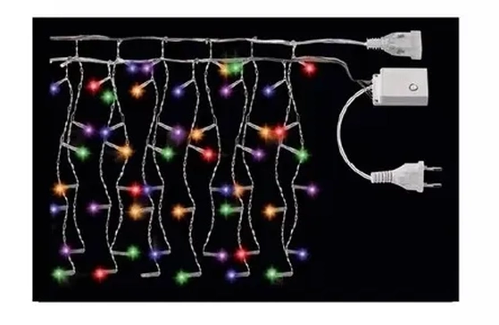 11905 CASCATA C/100 LEDS COLOR 8 FUNCOES 2.70M