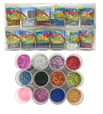 238 KIT C/12 POTES DE GLITTER PVC 3GR SORT