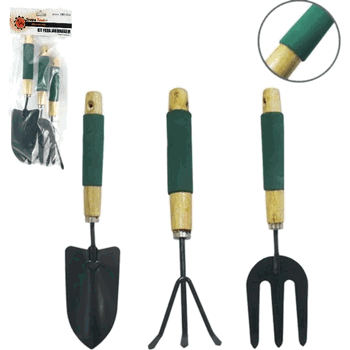 TRY-9550 CONJUNTO DE METAL C/CABO MADEIRA P/JARDINAGEM