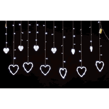 4021 CASCATA C/138 LEDS CORACAO BRANCO 8FUNC FIO TRANSP 110V