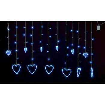 4022 CASCATA C/138 LEDS CORACAO AZUL 8FUNC FIO BRANCO 110V