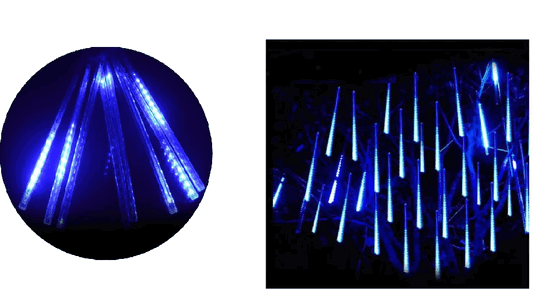 712 CASCATA C/08 BASTOES SNOWFALL 42CM AZUL FIO TRANSP BIVOL