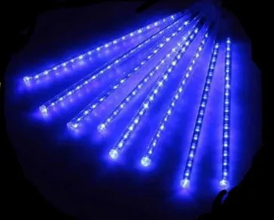 722 CASCATA C/08 BASTOES SNOWFALL 28CM AZUL FIO TRANSP BIVOL