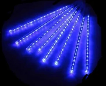 722 CASCATA C/08 BASTOES SNOWFALL 28CM AZUL FIO TRANSP BIVOL