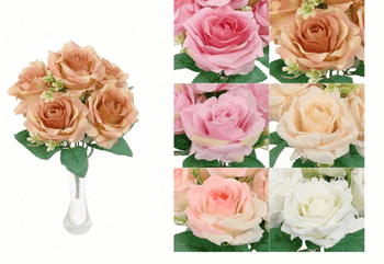 02207 MINI BUQUE ROSA X6 31CM