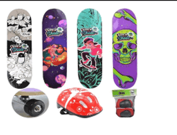 SK8-19003 KIT SKATE RADICAL C/04PCS 78X20CM