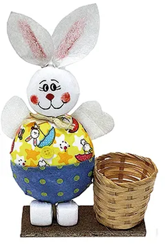 BF2817 CESTA DE PALHA + COELHO 18X27CM