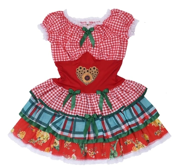 81A/P VESTIDO JUNINO ADULTO CORACAO GIRASSOL TAMANHO P