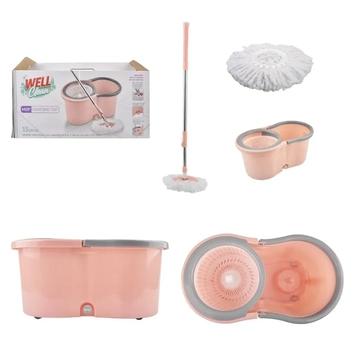 4789 MOP PLASTICO C/BALDE PLASTICO E ESFREGAO ROSA /CINZA