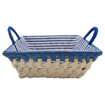CA2479 CESTA DE VIME 22X7CM QUAD C/FORRO LISTRADO