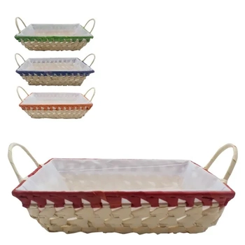 CA3807 CESTA DE VIME 25X18X7CM RETANG C/FORRO BRANCO