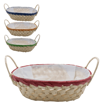 CA3806 CESTA DE VIME 25X18X7CM OVAL C/FORRO BRANCO