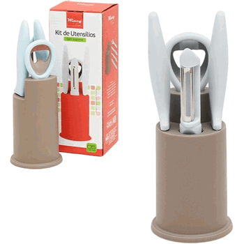 CLA08173 KIT UTENSILIOS 4PCS C/SUPORTE PLASTICO
