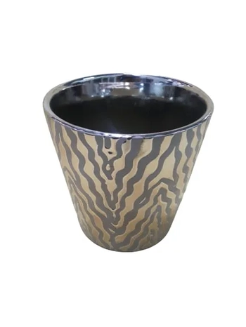 LV-0193 VASO DECORATIVO CONICO ZEBRADO METALIZADO
