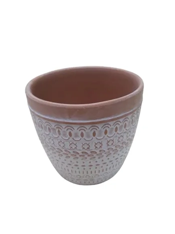 LV-0156 VASO REDONDO RUSTICO DECORATIVO 12X11CM