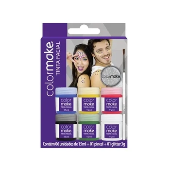 1000 TINTA LIQUIDA POTE 15ML GLITTER PO CARTELA 6CORES