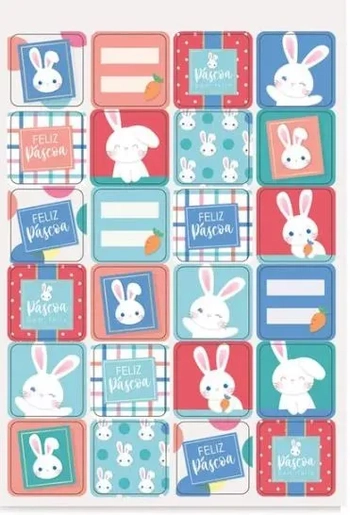 18100142 CARTELA ADESIVA OS COELHINHOS C/48