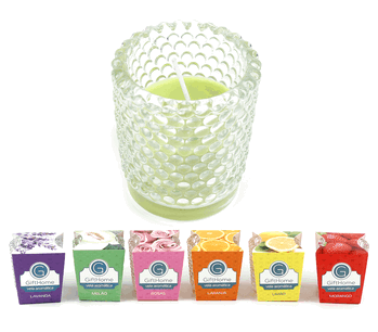 VEL-192 VELA PARAFINA C/SUPORTE DE VIDRO 5X7CM