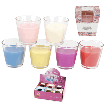 VEL-207 VELA PARAFINA C/SUPORTE DE VIDRO 6X7CM