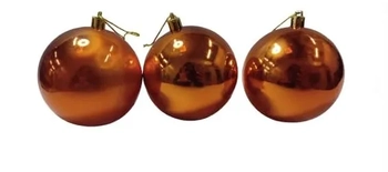 890268 BOLA DE NATAL LISA 8CM COBRE C/3