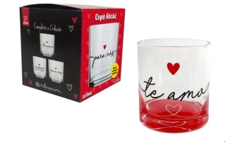 750313 COPO CYLINDER ROCKS LOVE 305 ML - TE AMO LUVA C/1
