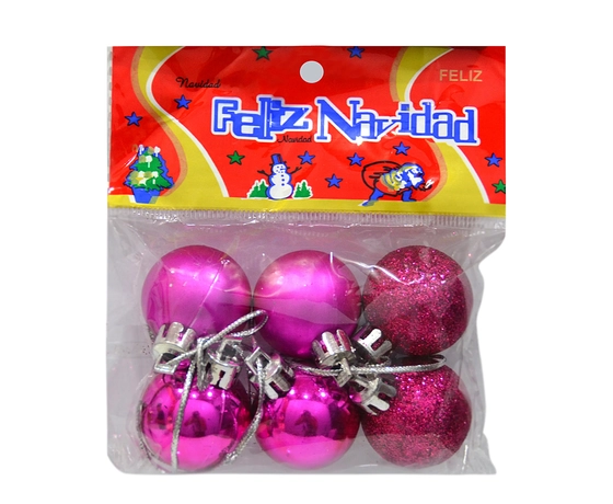 BF5983PK BOLA NATAL FOSCO/BRILHANTE 3CM C/6 PINK