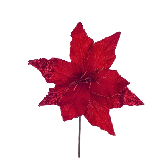 30639 HASTE FLORAL POINSETTIA C/ BRILHO 26CM