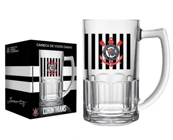 119039 CANECA DE VIDRO BRISTOL 340ML CORINTHIANS- LICENCIADO