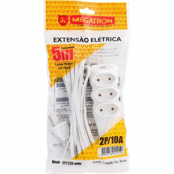 101 EXTENSAO PARALELO 2X0,75X5,0M ATE 220V-BR