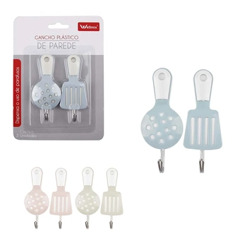 5412 GANCHO PLASTICO DE PAREDE C/2 UTENSILIOS