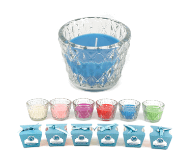 VEL-205 VELA PARAFINA C/SUPORTE DE VIDRO 5X7CM