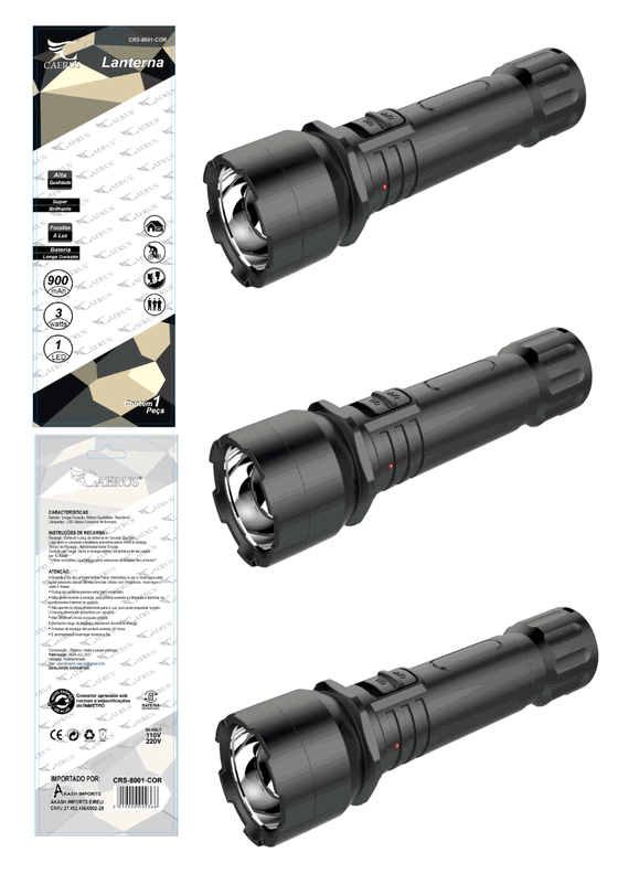 CRS-8001W LANTERNA MANUAL RECARREGAVEL