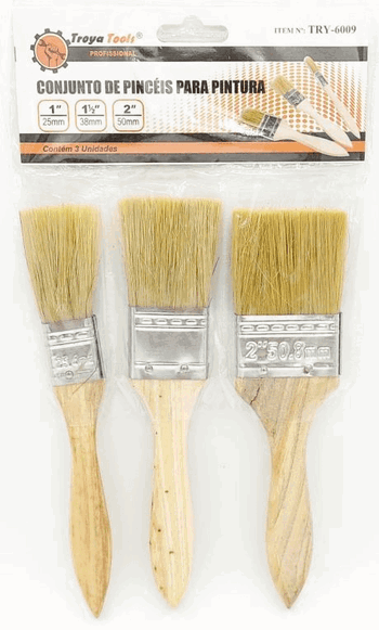 TRY-6009 PINCEL P/ PINTURA C/ CABO DE MADEIRA C/ 3