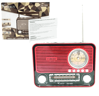 CRS-788BR  RADIO RECARREGAVEL 3W BIVOLT C/RELOGIO