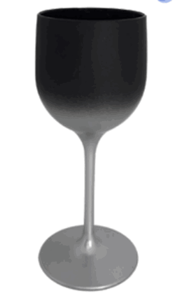 TACA  VINHO DEGRADE PRETO FOSCO/PRATA