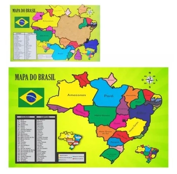 4007 JOGO DE ENCAIXE MAPA DO BRASIL GR C/27PCS 26,5X42,5CM P