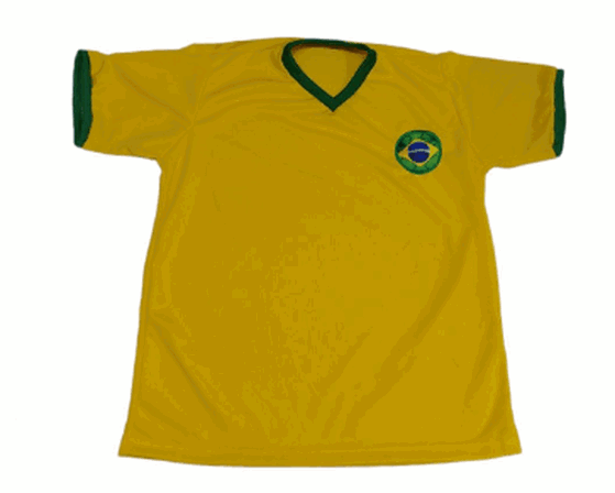 AM-M CAMISA AMARELA GOLA V E PUNHOS VERDES