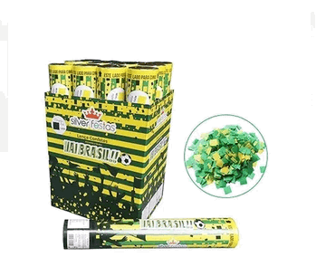 LCN027 LANÇA CONFETES GOLACO VERDE E AMARELO COPA 30CM