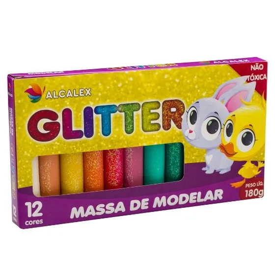 206 MASSINHA MODELAR GLITTER 12 CORES