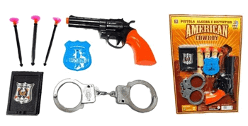 JR0377 PISTOLA DE PLASTICO C/ ACESSORIOS, REVOLVER