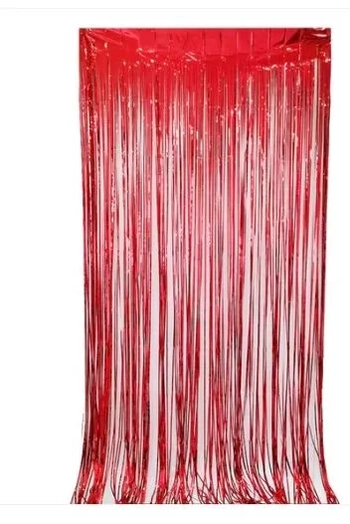 MOD-659 ENFEITE CORTINA VERMELHA EM PAPEL METALIZADA