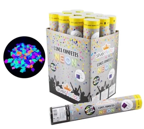 LCN026 LANCA CONFETE PAPEL QUADRADO NEON
