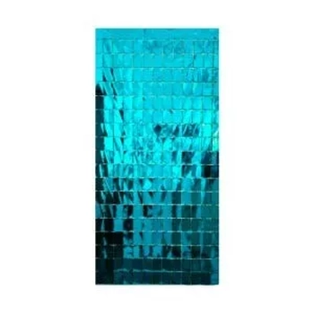 Q21008 CORTINA METALIZADA AZUL TIFFANY