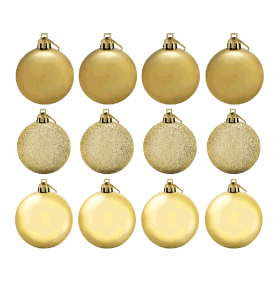 883796 BOLA TUBO MISTA 6CM DOURADA C/12